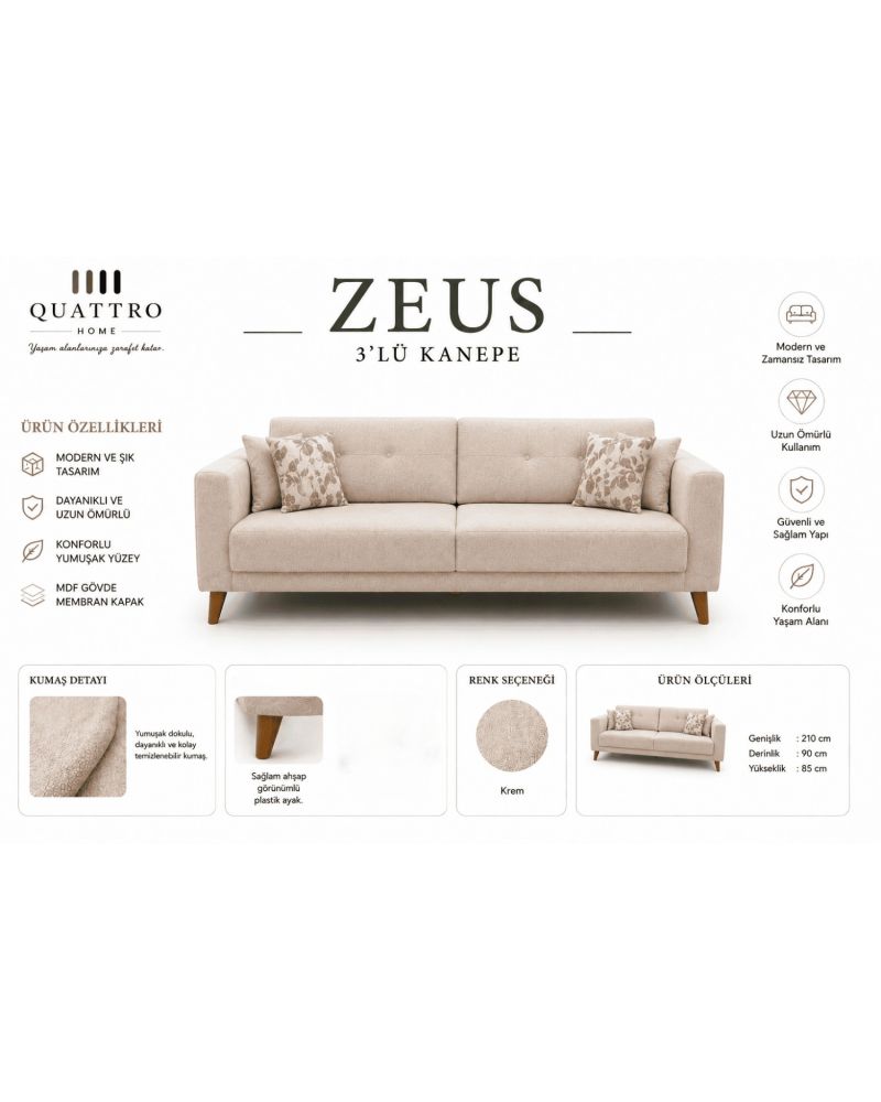 Zeus 3'lü Kanepe
