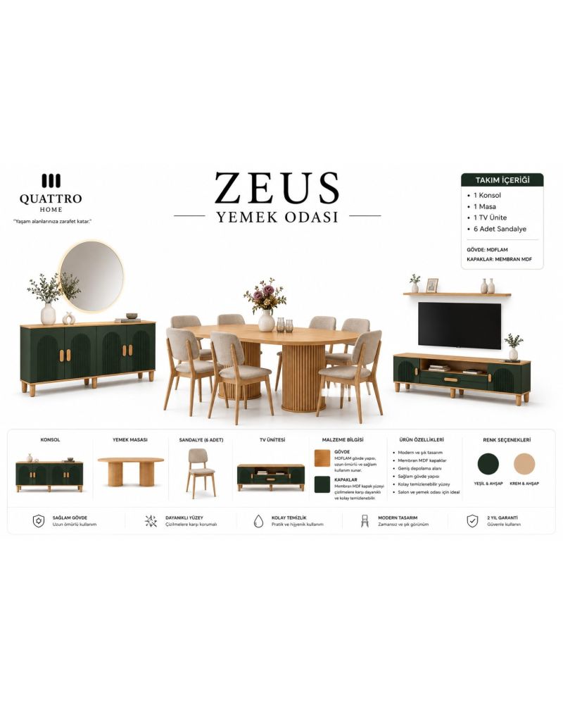 Zeus Yemek Odası Takımı