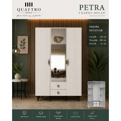 Petra 3 Kapılı Aynalı Dolap