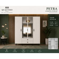 Petra 4 Kapılı Aynalı Dolap