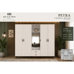 Petra 5 Kapılı Aynalı Dolap