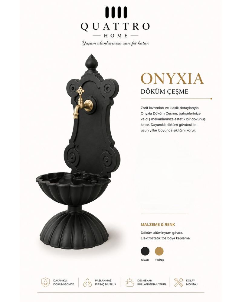 Onyxia Döküm Bahçe Çeşmesi – Dekoratif Alüminyum Dış Mekân Çeşmesi