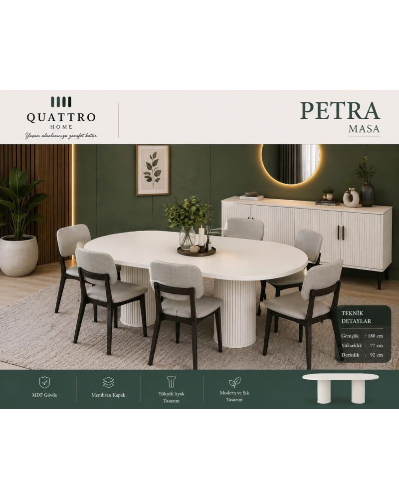 Petra 6 Kişilik Yemek Masası Takımı