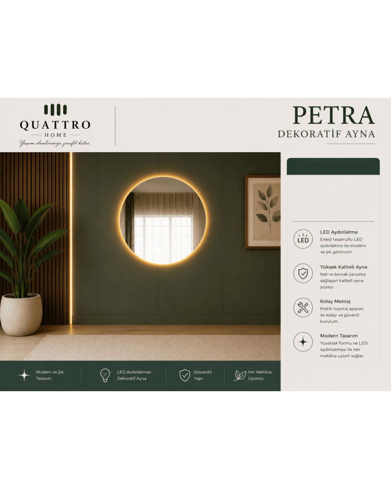 Petra LED Aydınlatmalı Yuvarlak Ayna