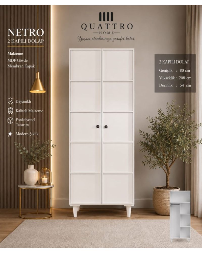Netro 2 Kapılı Dolap