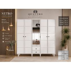 Netro 5 Kapılı Aynalı Dolap