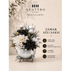 Zamak Atlı Saksı Aranjmanlı - Gümüş