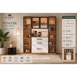 Venedik Çok Amaçlı Kahve Köşesi Dolabı