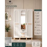 Venedik 3 Kapılı Aynalı Dolap