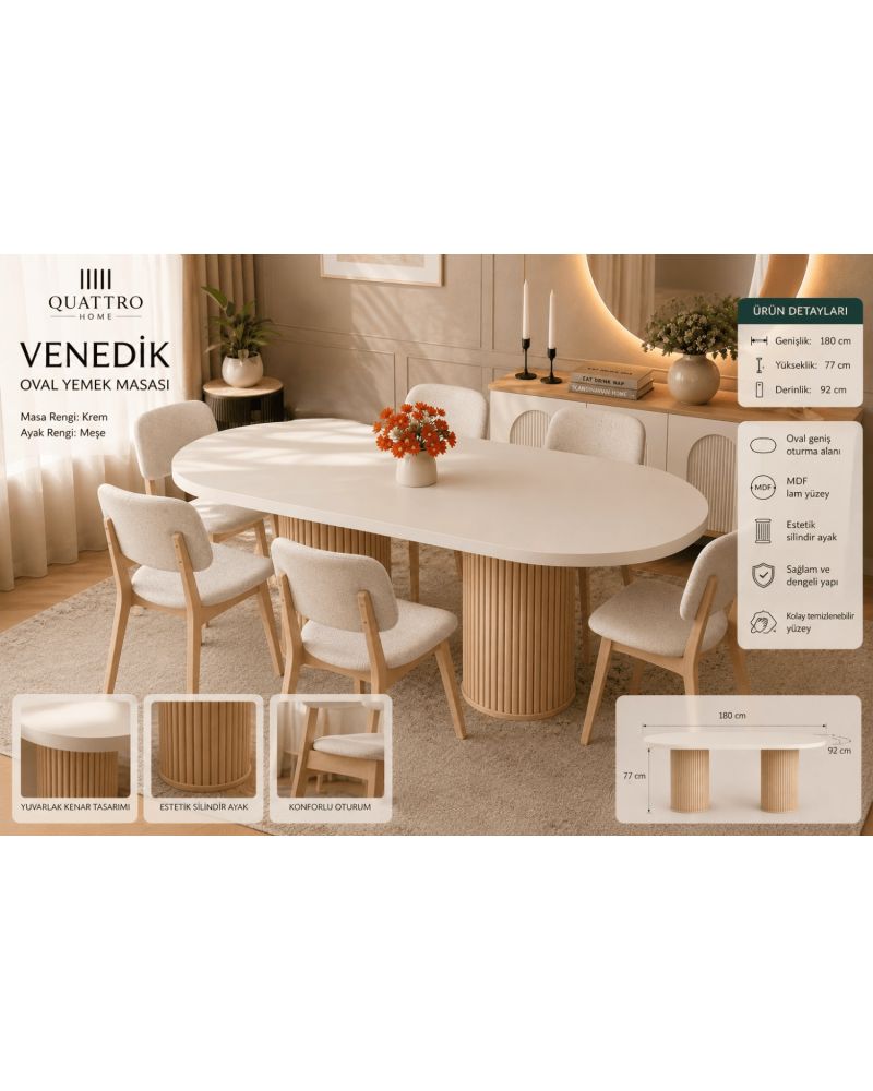 Venedik Yemek Masa Takımı 6 Sandalyeli