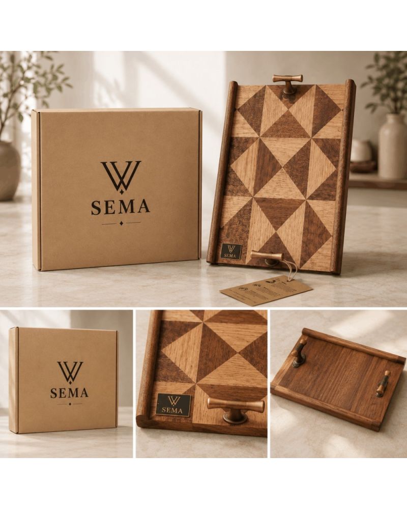 Sema Collection Dekoratif Ahşap Servis Tepsisi