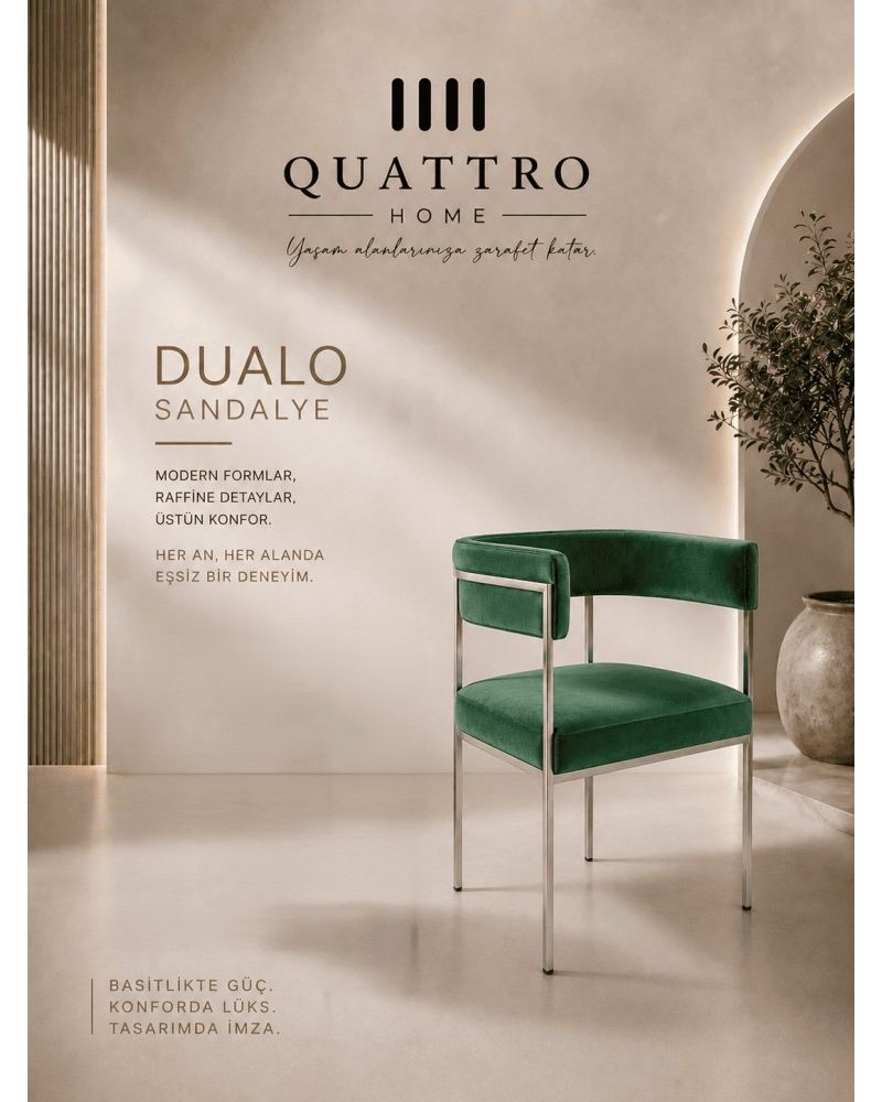 Dualo Sandalye Metal İskeletli Modern Ergonomik Yemek Sandalyesi