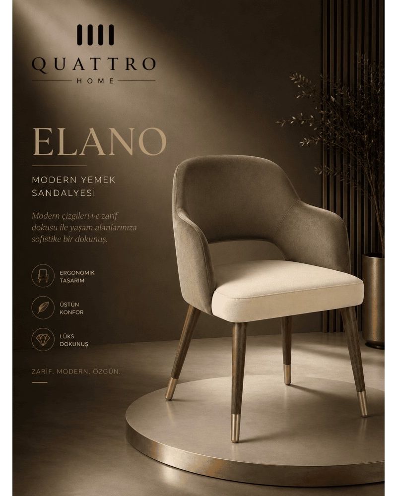 Elano Modern Yemek Sandalyesi Ergonomik Konforlu Lüks Dokulu Sandalye