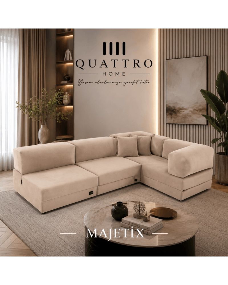 MAJETIX Büyük Köşe Modüler Sünger Koltuk 270x180 cm - Aktivite, Oyun, Sinema ve Dinlenme Koltuğu