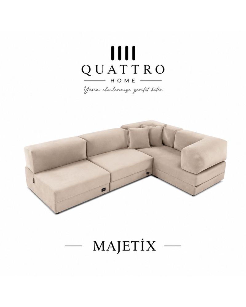 MAJETIX Büyük Köşe Modüler Sünger Koltuk 270x180 cm - Aktivite, Oyun, Sinema ve Dinlenme Koltuğu