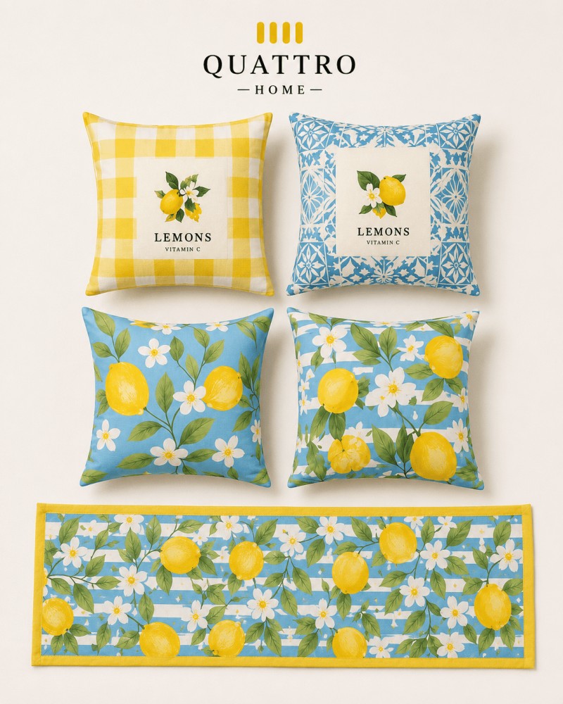 Quattro Home Citrus 4 Kırlent Kılıfı + 1 Runner Seti