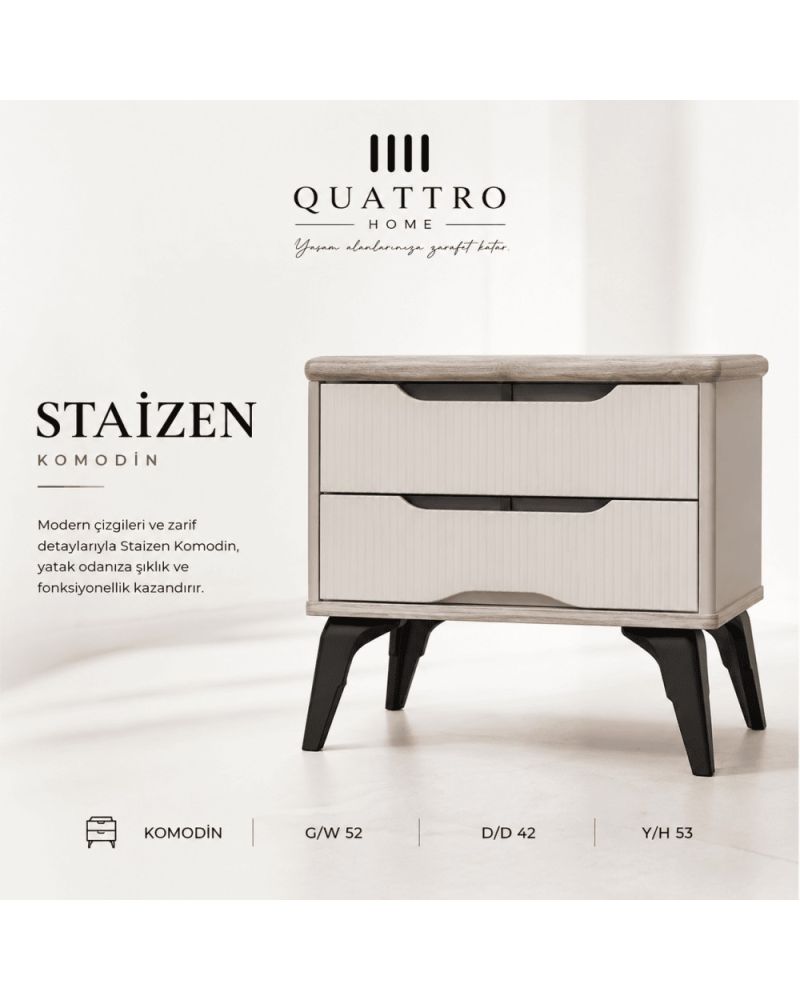 Quattro Home Staizen Komodin  2 Çekmeceli Modern Yatak Odası Komodini
