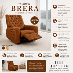 Quattro Home Brera TV Koltuğu Çift Motorlu Elektrikli Mekanizmalı Gerçek Deri Relax Koltuk