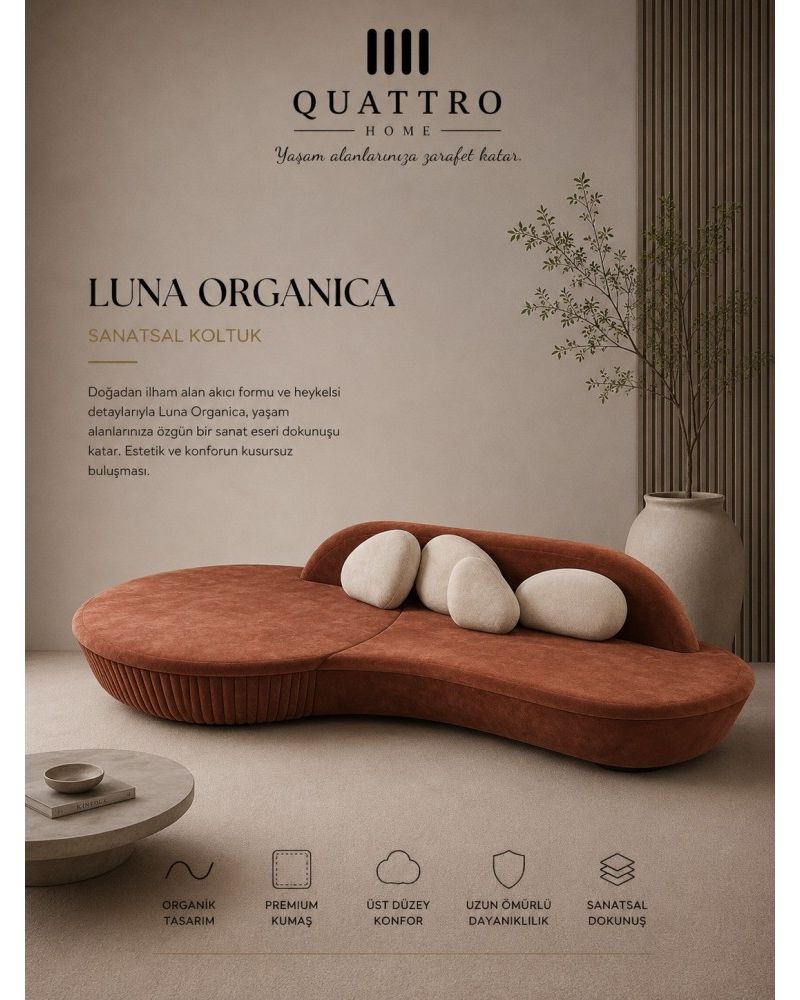 Quattro Home Luna Organica Kiremit Organik Formlu Sanatsal Koltuk
