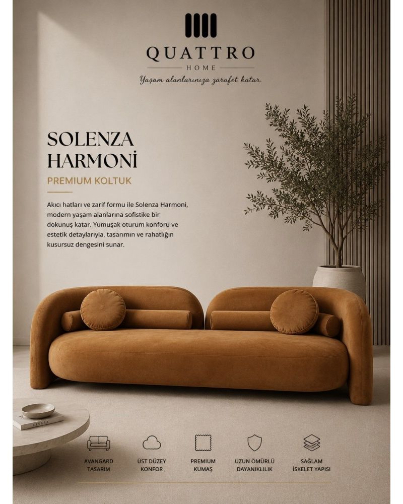 Solenza Harmoni Taba Yuvarlak Hatlı Premium Koltuk