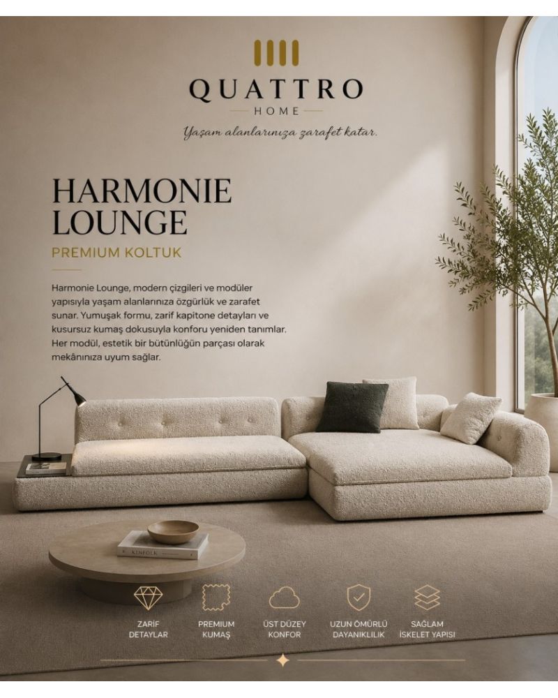 Quattro Home Harmonie Lounge Krem Modüler Köşe Koltuk