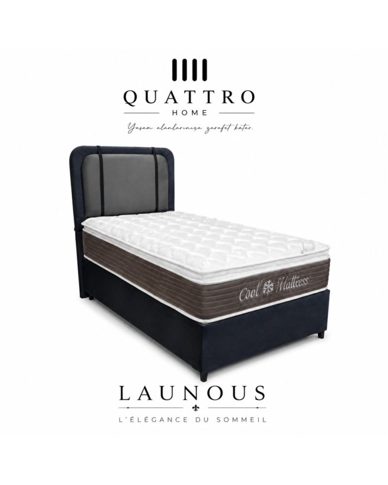 Quattro Home Launous Cool Pocket Yaylı Yatak Seti – Baza Başlık Dahil Ortopedik Tek Kişilik Yatak