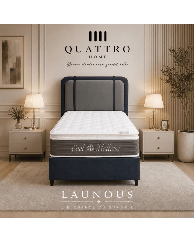 Quattro Home Launous Cool Pocket Yaylı Yatak Seti – Baza Başlık Dahil Ortopedik Tek Kişilik Yatak