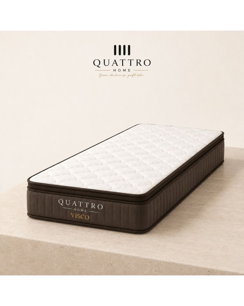 Visco Tek Kişilik Yatak Ortopedik Pocket Yaylı Çift Taraflı Visco Sünger Yatak 30 cm Orta Sert