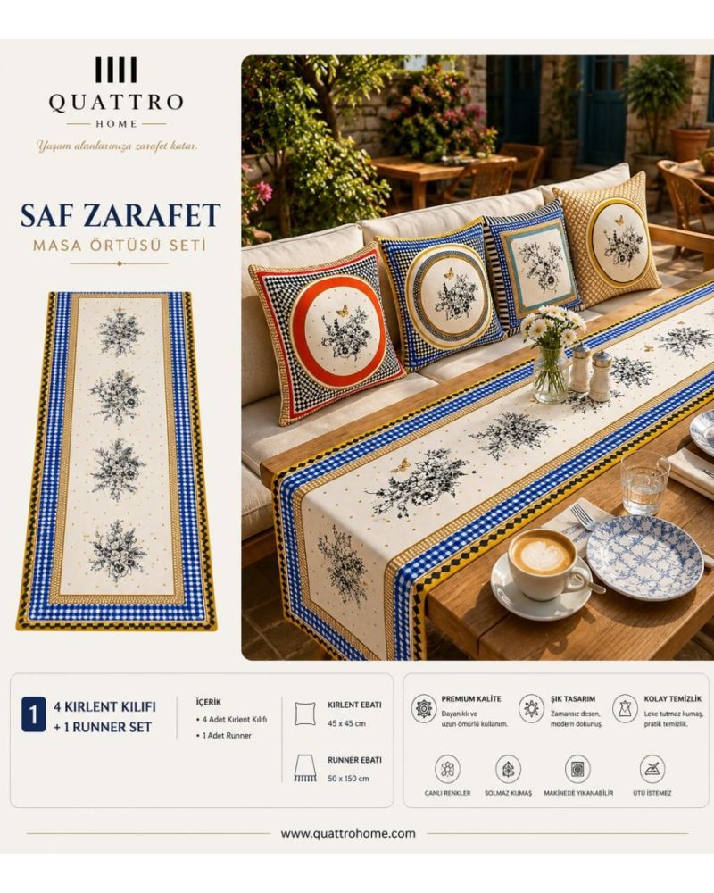 Quattro Home Saf Zarafet Masa Örtüsü Seti