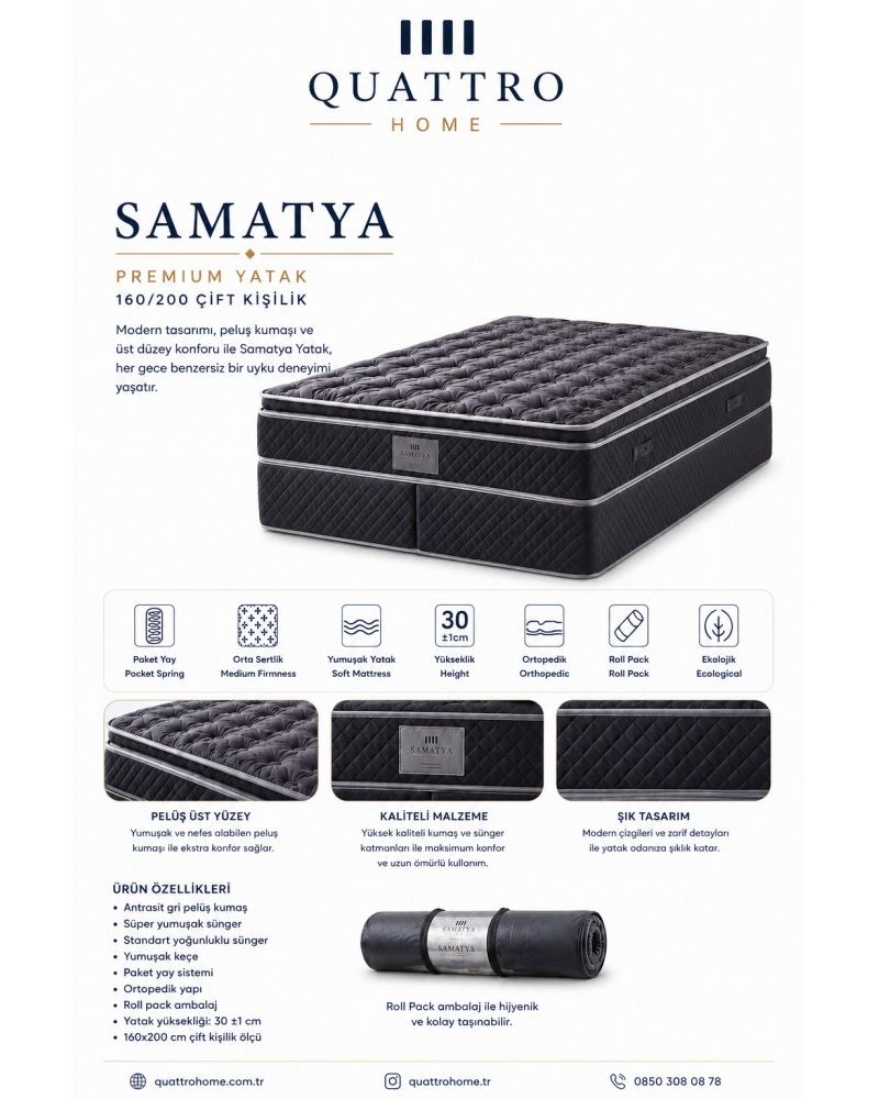 Samatya Çift Kişilik 30 cm Ortopedik Paket Yaylı Yatak