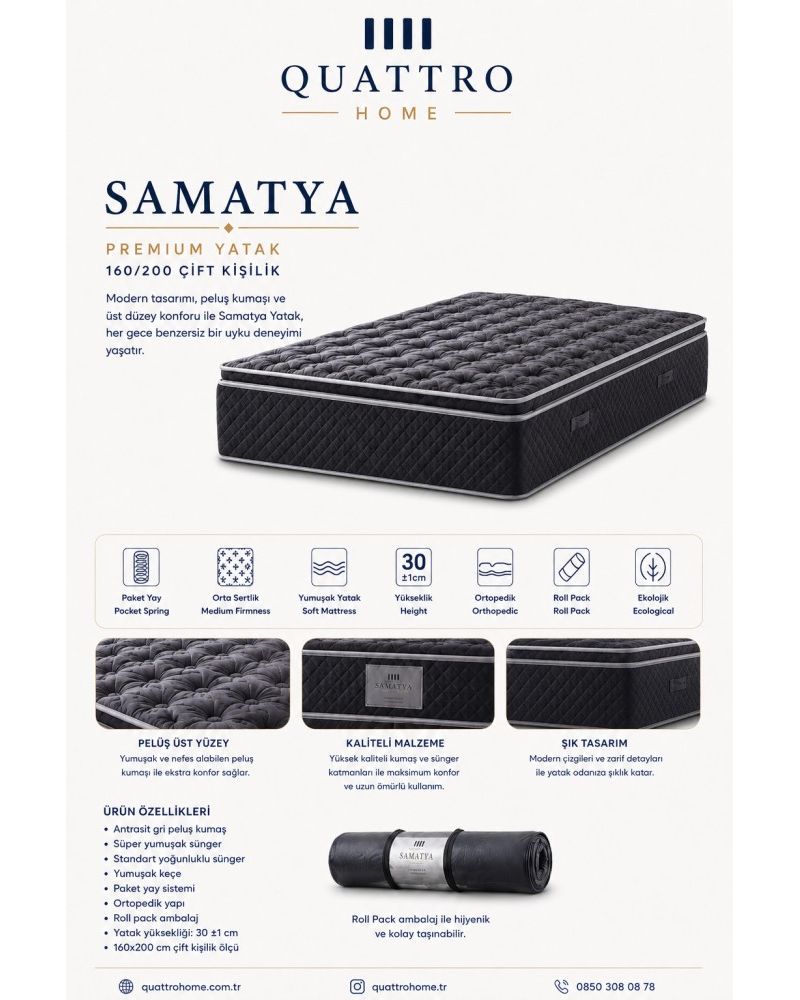 Samatya Çift Kişilik 30 cm Ortopedik Paket Yaylı Yatak