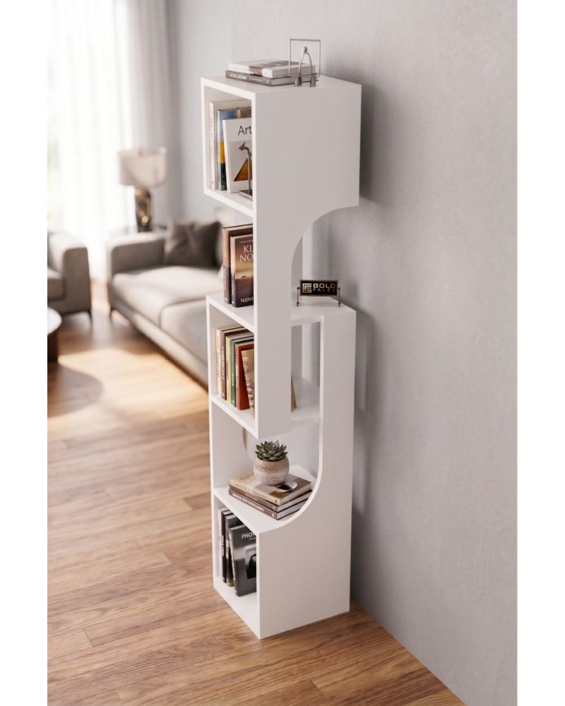 5 Katlı Modern Dekoratif Kitaplık ve Çok Amaçlı Raf Ünitesi