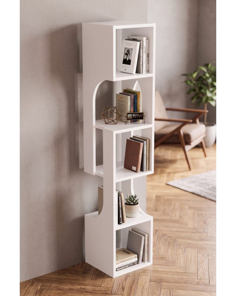 5 Katlı Modern Dekoratif Kitaplık ve Çok Amaçlı Raf Ünitesi