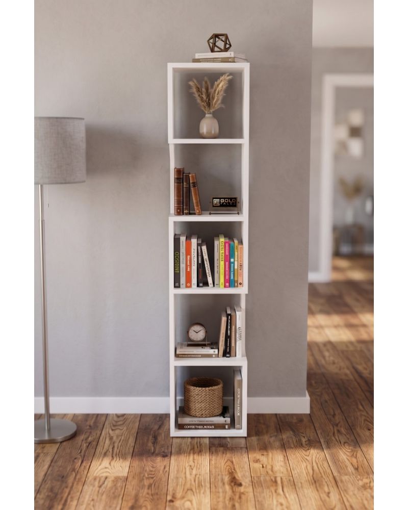 5 Katlı Modern Dekoratif Kitaplık ve Çok Amaçlı Raf Ünitesi