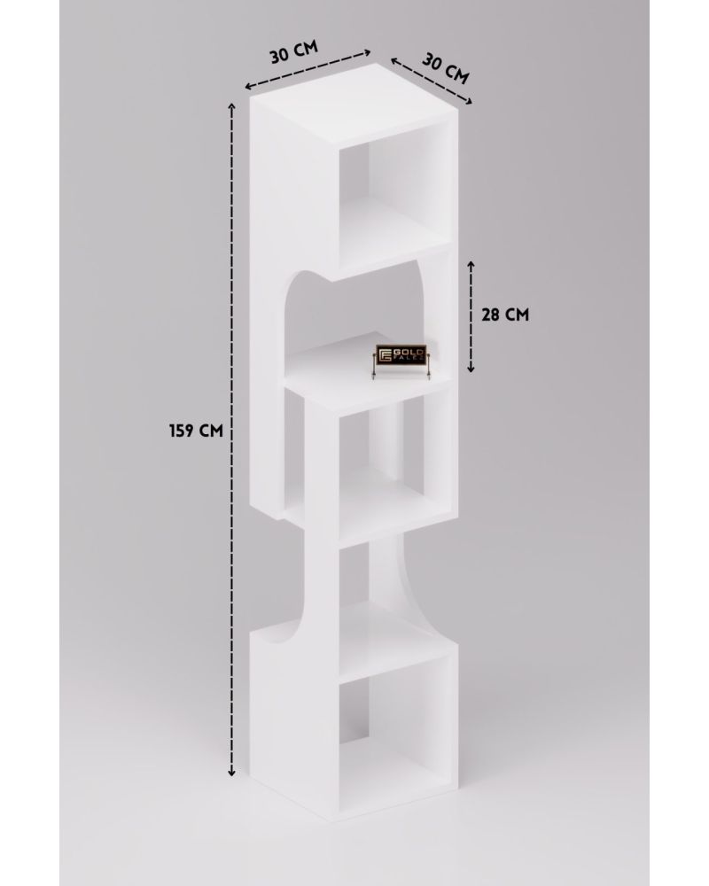 5 Katlı Modern Dekoratif Kitaplık ve Çok Amaçlı Raf Ünitesi