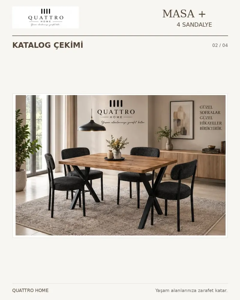 Modern 4 Sandalyeli Mutfak ve Yemek Masası ----Masa ölçüleri 110 cm uzunluk, 70 cm genişlik ve 72 cm yükseklik -