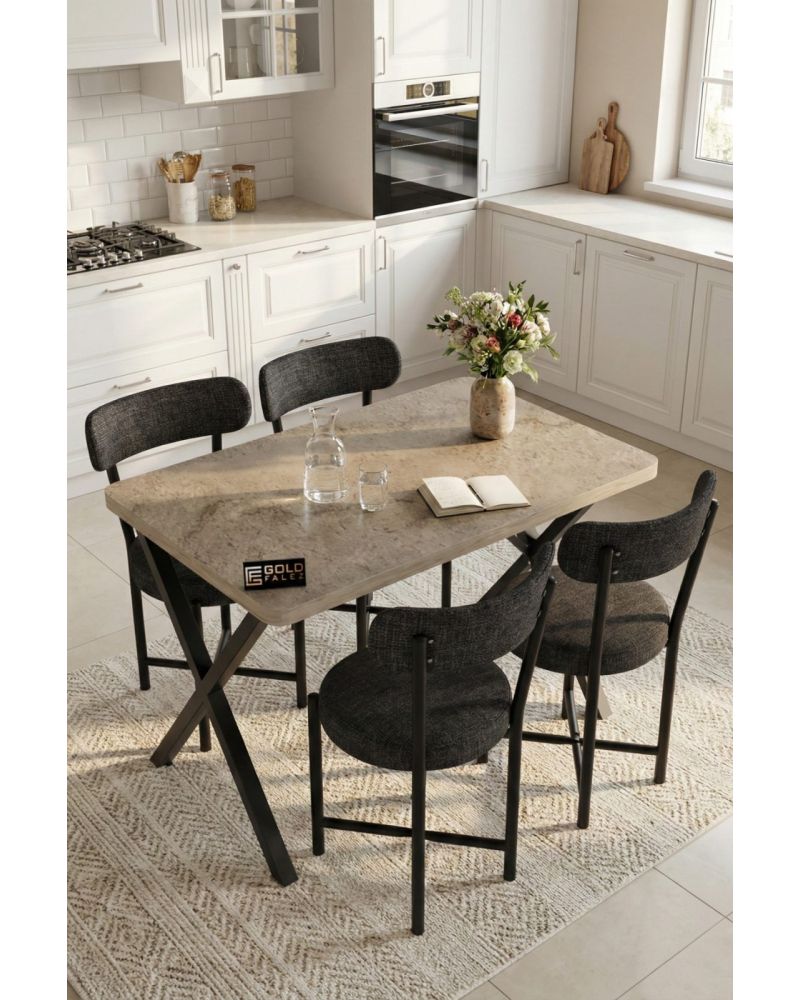 Mutfak Masası ve 4 Sandalyeli Set - 110x70 cm Antrasit