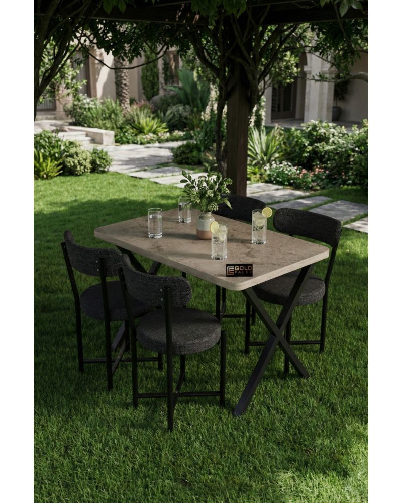 Mutfak Masası ve 4 Sandalyeli Set - 110x70 cm Antrasit