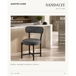 Keten Kumaş Metal Ayaklı Modern Sandalye Antrasit