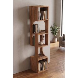 5 Katlı Modern Ahşap Dekoratif Kitaplık ve Raf Ünitesi