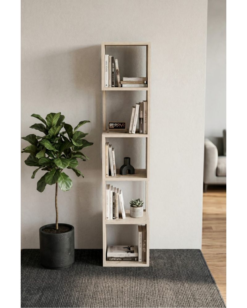 5 Katlı Modern Dekoratif Kitaplık ve Çok Amaçlı Raf Ünitesi