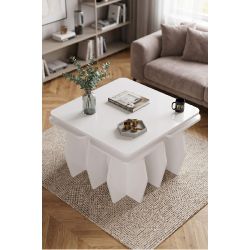 Modern 5'li Orta ve Zigon Sehpa Seti - Beyaz