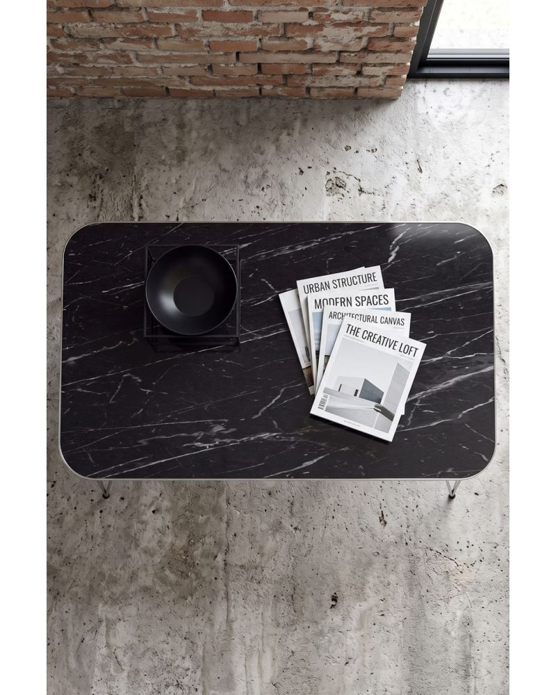 Gümüş Detaylı Modern Orta Sehpa