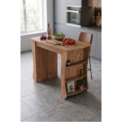 Raflı Çok Amaçlı Mutfak Adası ve Bar Masası 120x60 cm