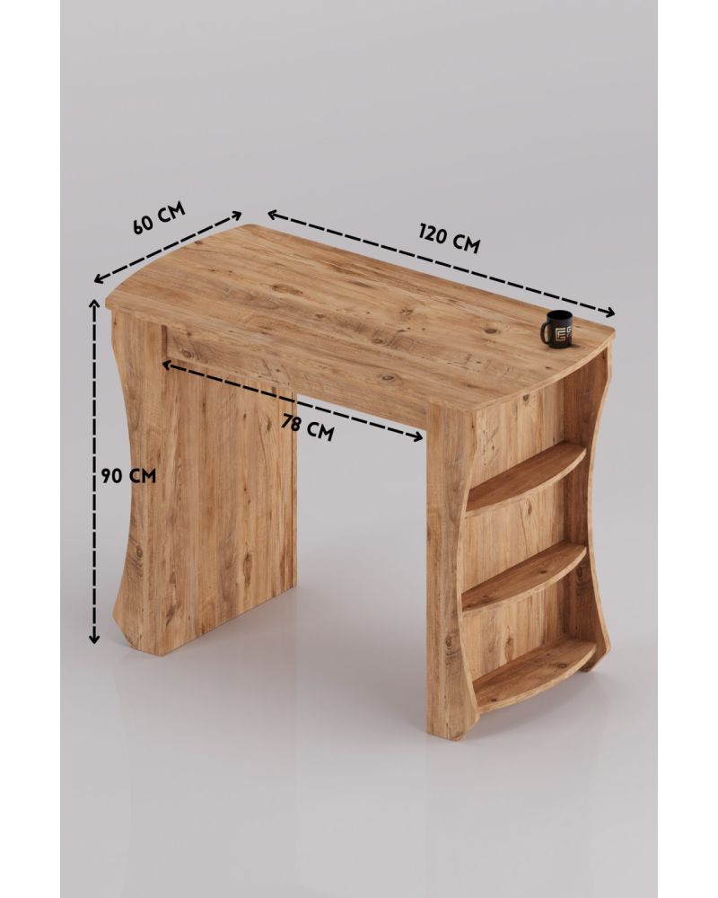 Raflı Çok Amaçlı Mutfak Adası ve Bar Masası 120x60 cm