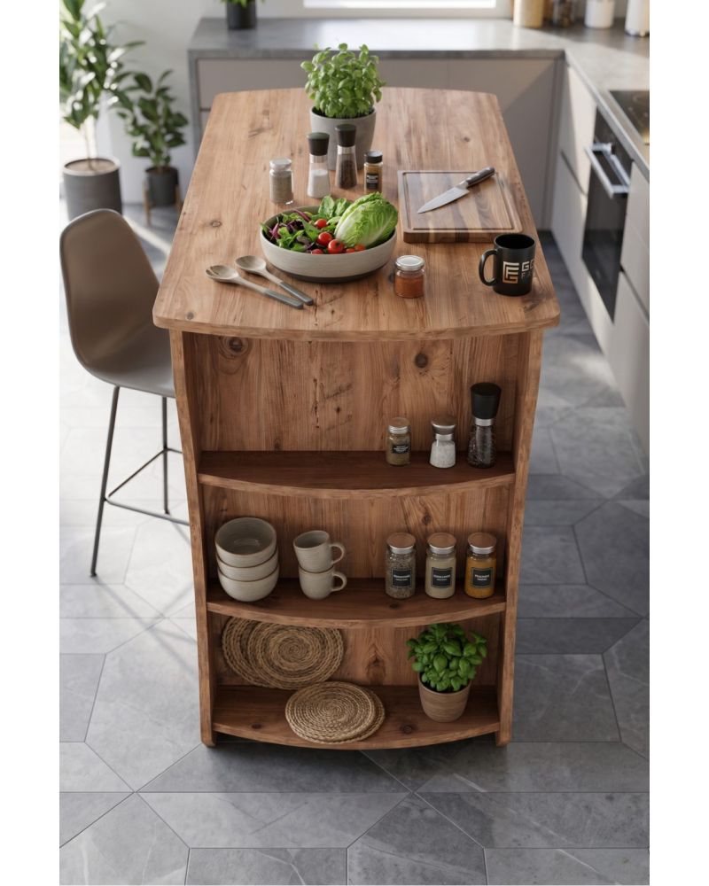 Raflı Çok Amaçlı Mutfak Adası ve Bar Masası 120x60 cm