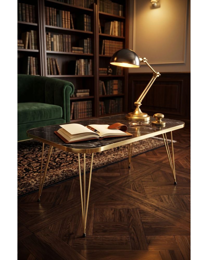 Gold Detaylı Modern Orta Sehpa