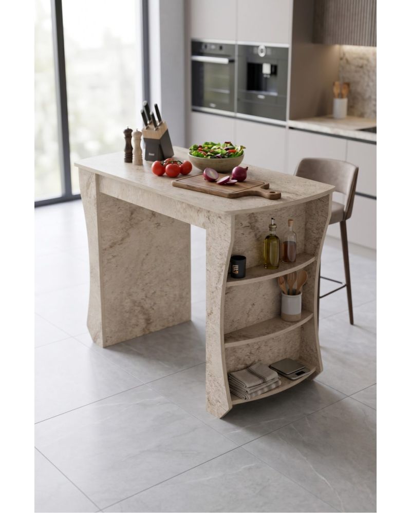 Raflı Çok Amaçlı Mutfak Adası ve Kahvaltı Masası 120x60 cm
