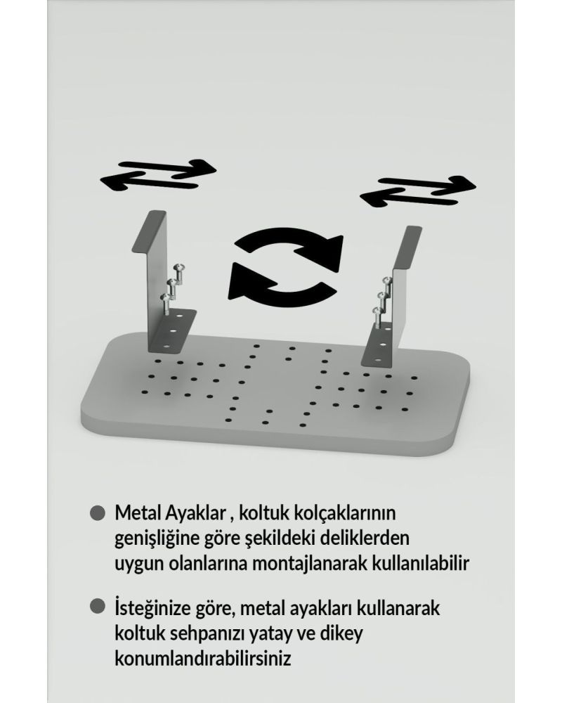 Ayarlanabilir Koltuk Yan Sehpa Krem Dikdörtgen Tepsi
