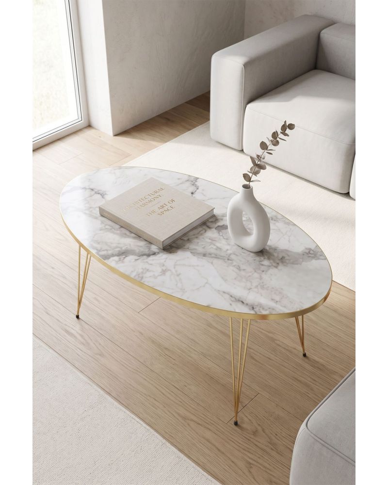 Elips Gold Detaylı Orta Sehpa